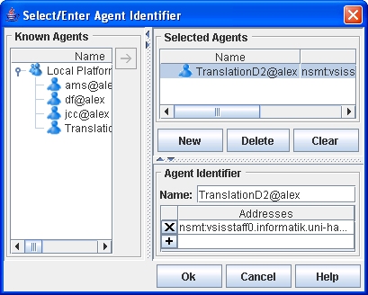 Agent selector dialog