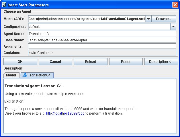 Agent Start Dialog